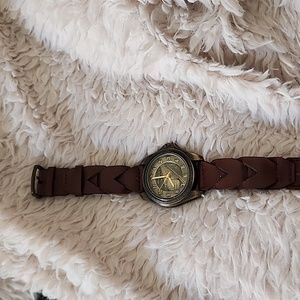 Vintage MILAN Repoussé Streamliner Train Railroad Watch